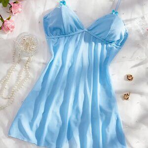 XXL (14) Solid, Split Hem, Slip Dress, Bow Backless Cami Babydoll